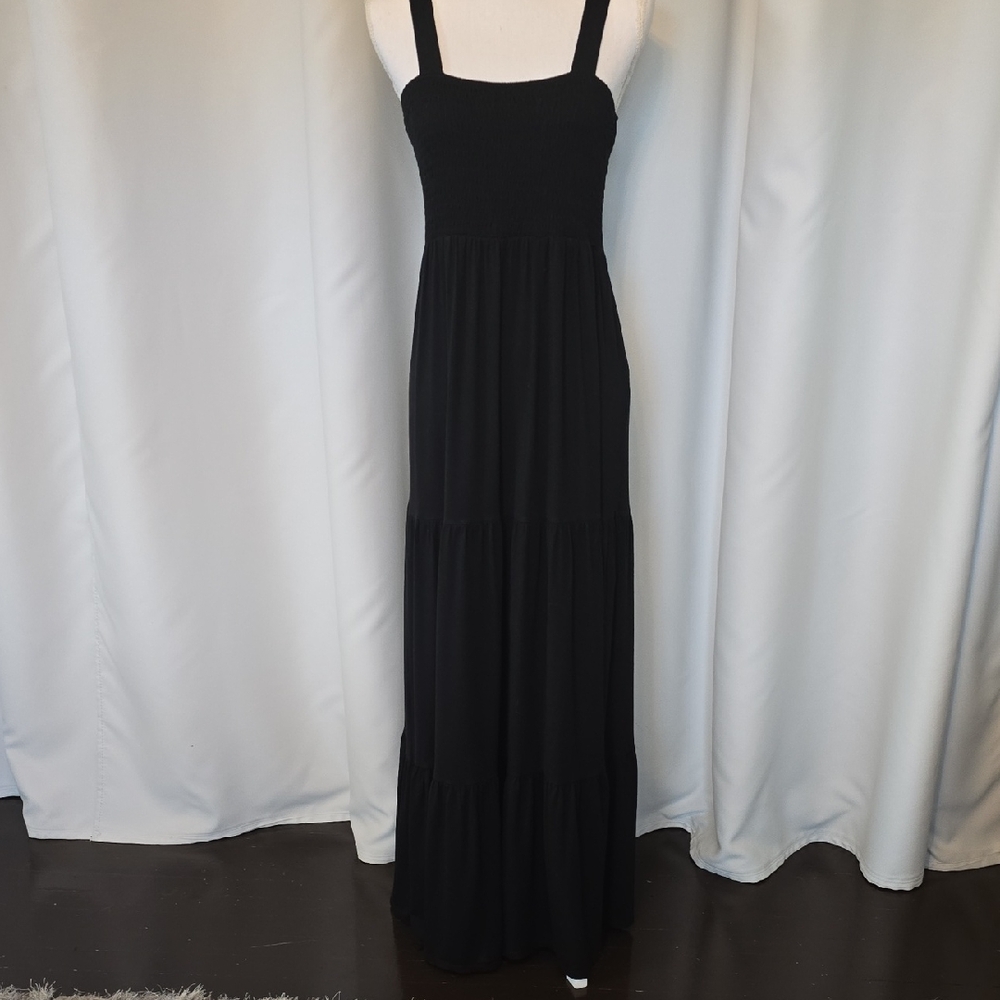LOFT Black Tiered Maxi Dress